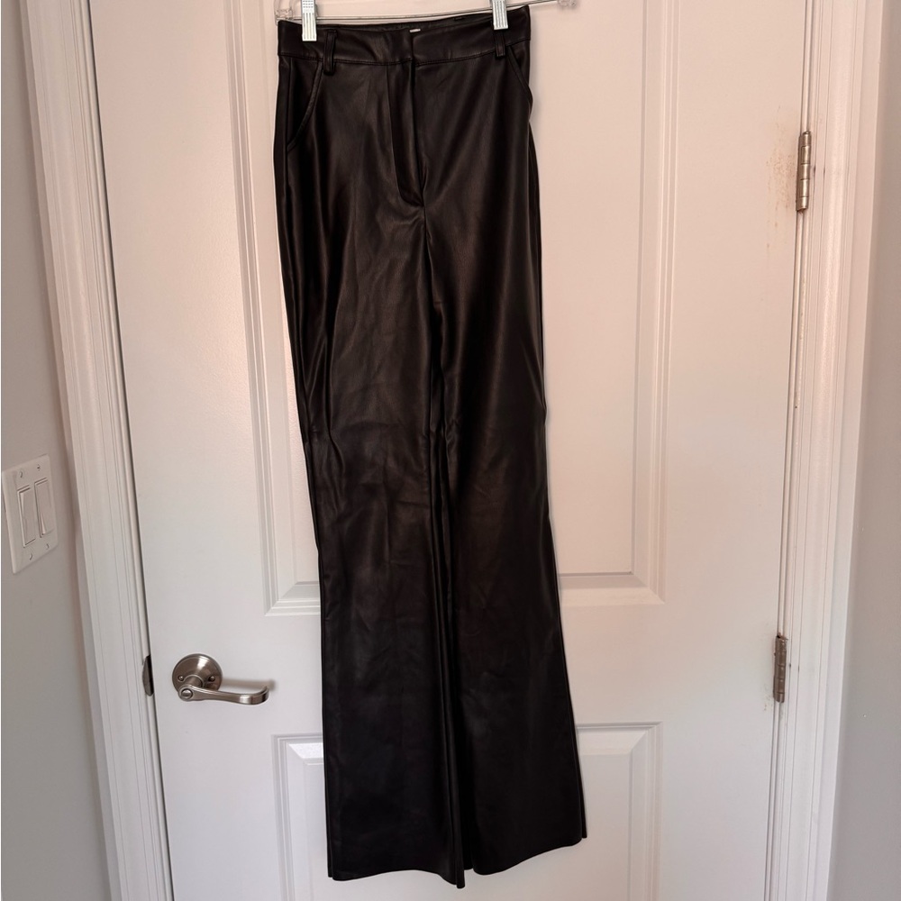 Meshki Black Faux Leather Pants